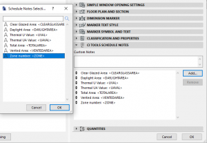 Add ‘autotext’ tags notes to the ci doors&windows schedule Schedule Note Settings